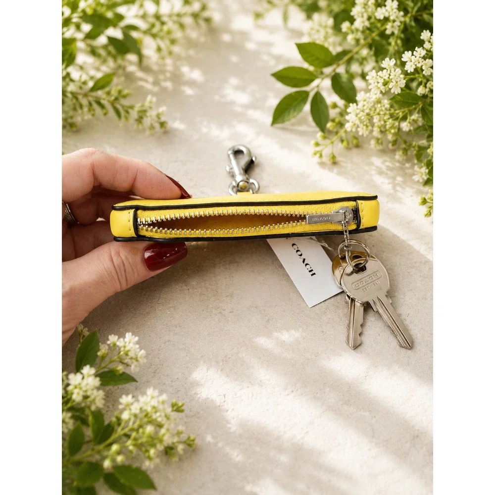 02 Coach Yellow cab bag charm/coin pouch NWT DEADSTOCK
